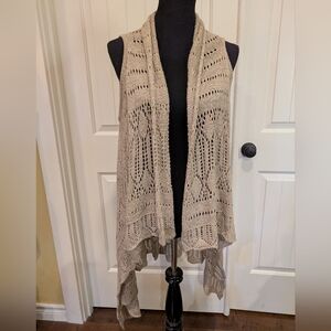 Pronto Beige Knit Open Front Vest